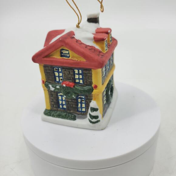 Badcock 1995 School Building Village Bell Christmas Tree Ornament Porcelain 3" - Picture 3 of 14